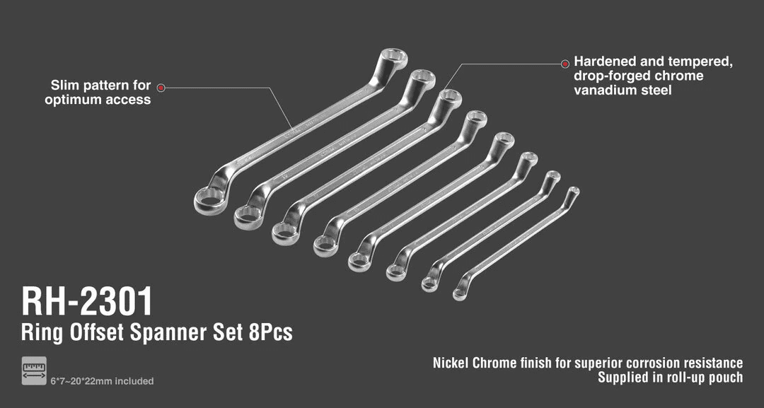 مجموعه 8 عددی آچار دو سر رینگ-RH-2301-رونیکس